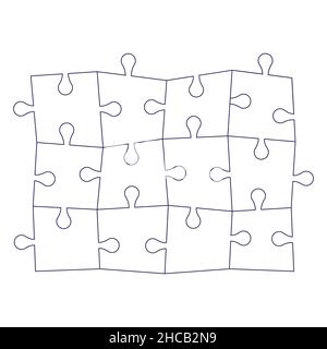 Pièces de puzzle de style ligne isolées sur fond blanc.Illustration de vecteur d'art plat Illustration de Vecteur