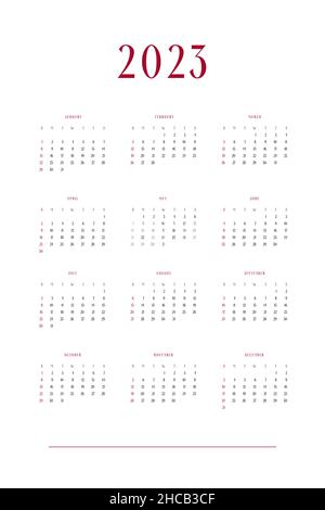 Calendrier 2023 Pour Pc Calendrier 2023 Dans Un Style Classique Et Strict. Calendrier De Table  Murale, Conception D'entreprise Minimale Restreinte Pour Ordinateur  Portable Et Planificateur. La Semaine Commence Le Image Vectorielle Stock -  Alamy