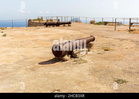 Kythira, Grèce.Vue sur le château vénitien ou Fortezza. Banque D'Images
