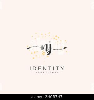 NJ Handwriting logo vector art de la signature initiale, mariage, mode, jowerly, boutique,floral et botanique avec modèle créatif pour n'importe quelle entreprise Illustration de Vecteur
