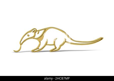 Icône d'anteater doré 3D isolée sur fond blanc - rendu 3D Banque D'Images