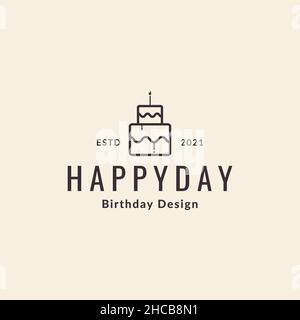 simple anniversaire gâteau hipster logo design vecteur graphique symbole icône signe illustration idée créative Illustration de Vecteur