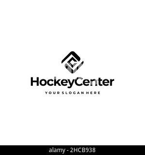 Motif abstrait silhouette du centre de hockey plat Illustration de Vecteur