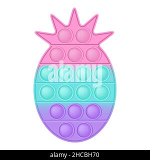 POPIT figure l'ananas comme un jouet en silicone tendance pour les ménés.Jouet antistress addictif dans des couleurs pastel.L'anxiété de la bulle se développe dynamique pop it Illustration de Vecteur