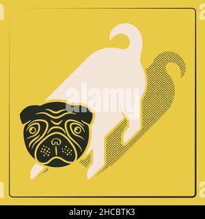 Petit chien mignon Pop vintage print Banque D'Images