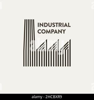 Panneau ou logo industriel Vector Flat et striperd Illustration de Vecteur