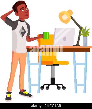 Man Manager pense au problème dans Office Vector Illustration de Vecteur