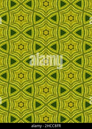 Feuille de kaléidoscope, une feuille transformée en une image kaléidoscope, toutes dans des tons de vert. Banque D'Images