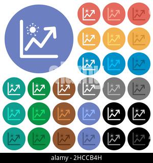 Le graphique covid en plein essor présente des icônes plates multicolores sur fond rond.Inclut des variantes d'icônes blanches, claires et sombres pour les effets de survol et d'état actif, Illustration de Vecteur