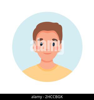 Avatar d'homme, portrait d'un jeune homme caucasien de style plat Illustration de Vecteur