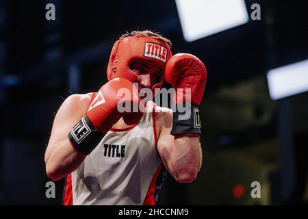 Match de boxe amateur à Omaha, Nebraska, États-Unis Banque D'Images