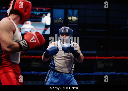 Match de boxe amateur à Omaha, Nebraska, États-Unis Banque D'Images