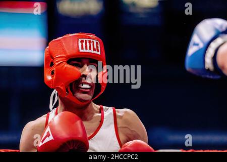 Match de boxe amateur à Omaha, Nebraska, États-Unis Banque D'Images