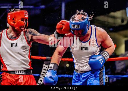 Match de boxe amateur à Omaha, Nebraska, États-Unis Banque D'Images