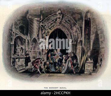 Gravure de l'enterrement de minuit, une scène d'un livre de l'époque victorienne par Charles Dickens, publié vers 1908 Banque D'Images
