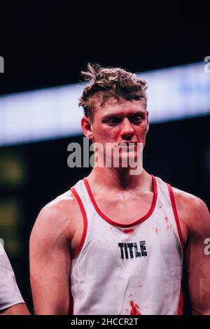Match de boxe amateur à Omaha, Nebraska, États-Unis Banque D'Images