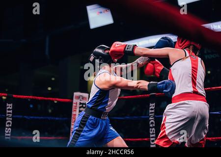 Match de boxe amateur à Omaha, Nebraska, États-Unis Banque D'Images