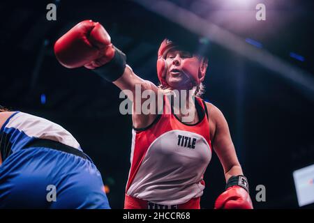 Match de boxe amateur à Omaha, Nebraska, États-Unis Banque D'Images