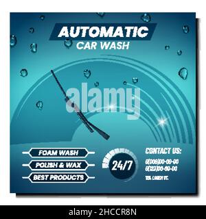 Vecteur de bannière publicitaire automatique de lavage de voiture Illustration de Vecteur