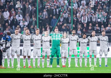 Varsovie, Pologne.28th novembre 2021.Legia joueurs vus pendant le match de la Ligue PKO Ekstraklasa polonaise entre Legia Warszawa et Jagiellonia Bialystok au Maréchal Jozef Pilsudski Legia Warsaw Municipal Stadium.final score; Legia Warszawa 1:0 Jagiellonia Bialystok.Crédit : SOPA Images Limited/Alamy Live News Banque D'Images