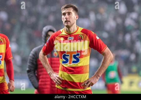 Varsovie, Pologne.28th novembre 2021.Taras Romanczuk de Jagiellonia vu pendant le match de la Ligue PKO Ekstraklasa polonaise entre Legia Warszawa et Jagiellonia Bialystok au Maréchal Jozef Pilsudski Legia Warsaw Municipal Stadium.final score; Legia Warszawa 1:0 Jagiellonia Bialystok.Crédit : SOPA Images Limited/Alamy Live News Banque D'Images