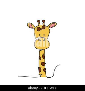 Mise en plan continue d'une ligne.Symbole girafe.Logo de la girafe. Illustration de Vecteur