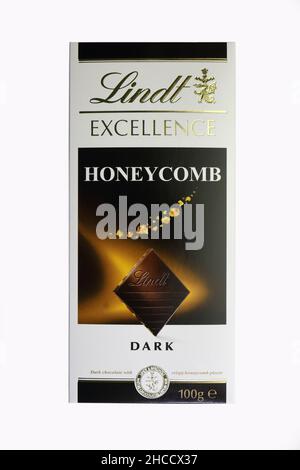 Bar d'excellence Lindt Honecombe, chocolat noir.Photo uniquement Banque D'Images