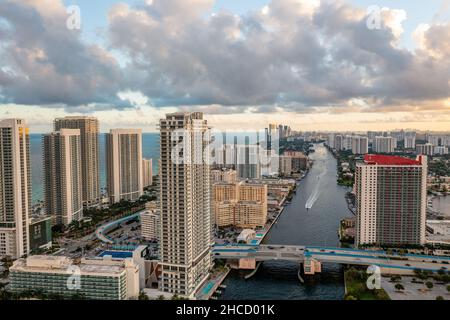 Hallandale et Miami Beach Florida après une tempête Banque D'Images