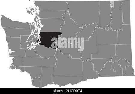 Carte de localisation du comté de King en noir carte administrative grise de l'État fédéral de Washington, États-Unis Illustration de Vecteur