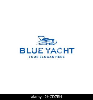 Design moderne BLEU YACTH logo bateau Illustration de Vecteur