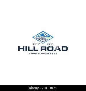 Design moderne MOTIF HILL ROAD car Adventure Illustration de Vecteur