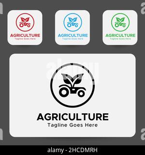 Logo Agriculture.Bleu, noir et vert.Forme de cercle.Logo abstrait minimaliste. Illustration de Vecteur