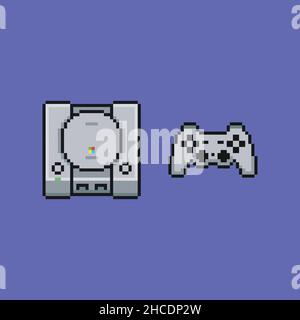 Console de jeux vidéo classique rétro et jeu de commandes, 8bit icône vintage Illustration de Vecteur