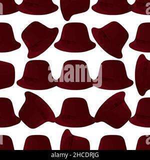 Illustration sur thème coloré motif chapeaux panama, belles casquettes en fond blanc.Motif de casquettes composé de chapeaux de collection panama à porter. Illustration de Vecteur