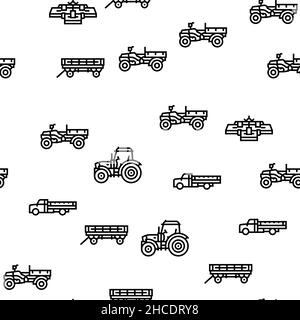 Modèle sans couture Vector pour l'équipement agricole et le transport Illustration de Vecteur