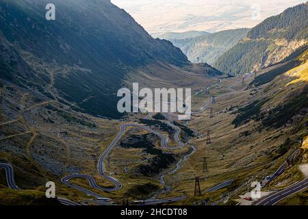 Le Transfagarasan, l'une des routes alpines les plus spectaculaires du monde.Photo prise le 31st août 2019, comté de Sibiu, Roumanie. Banque D'Images