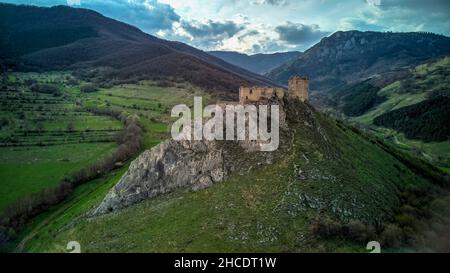 La forteresse de Trascaului a été construite vers l'année 1296 par le Trasgau Thoroczkay voievod après l'invasion de Tartar (Mongolie) en 1241.Maintenant se pose en ruines après Banque D'Images