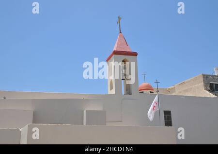 Israël, Acre, 18e siècle, l'église de Saint-Jean-Baptiste, situé à l'intérieur de la ville fortifiée d'Acre - la capitale maritime du royaume des Croisés et t Banque D'Images