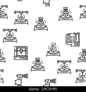3D logiciel de modélisation et Device Vector Seamless Pattern Illustration de Vecteur