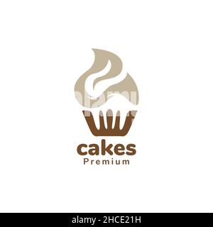 gâteau chocolat plat isolé logo design vecteur graphique symbole icône signe illustration idée créative Illustration de Vecteur