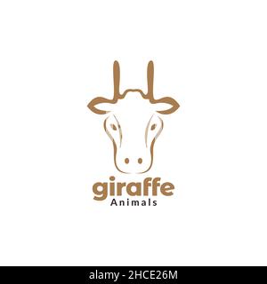 minimaliste visage tête girafe logo design vecteur graphique symbole icône signe illustration idée créative Illustration de Vecteur