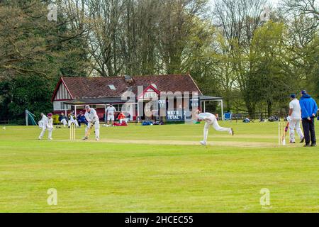 Match de cricket entre les villages du Derbyshire de Brailsford et Clifton sur le terrain de polo à Osmaston Derbyshire Banque D'Images