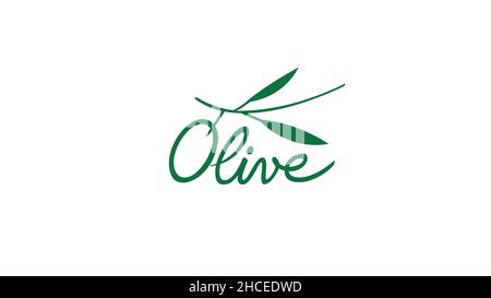 Texte Creative Olive Leaves symbole logo Vector Illustration de Vecteur