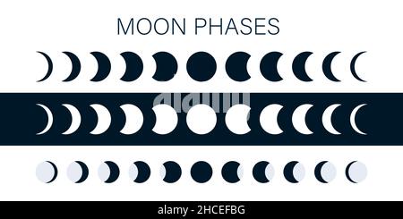 Ensemble d'icônes d'astronomie des phases lunaires. Illustration du stock vectoriel. Illustration de Vecteur