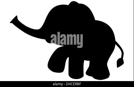 Silhouette noire éléphant isolée sur fond blanc, illustration artistique abstraite Illustration de Vecteur