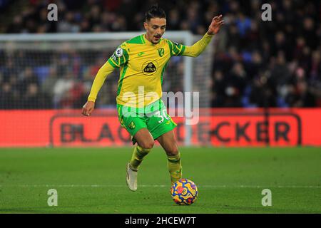 Londres, Royaume-Uni.28th décembre 2021.Dimitris Giannoulis de Norwich City en action pendant le match.Match de première ligue, Crystal Palace v Norwich City au stade Selhurst Park à Londres le mardi 28th décembre 2021. Cette image ne peut être utilisée qu'à des fins éditoriales.Utilisation éditoriale uniquement, licence requise pour une utilisation commerciale.Aucune utilisation dans les Paris, les jeux ou les publications d'un seul club/ligue/joueur. photo par Steffan Bowen/Andrew Orchard sports photographie/Alay Live news crédit: Andrew Orchard sports photographie/Alay Live News Banque D'Images