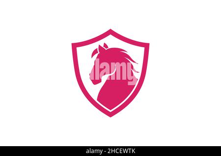 Creative Red Horse Shield Logo Design Illustration vecteur symbole Illustration de Vecteur