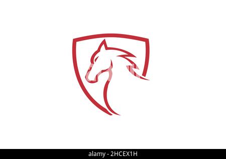 Creative Red Horse Shield Logo Design Illustration vecteur symbole Illustration de Vecteur