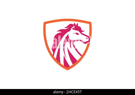 Creative Red Horse Shield Logo Design Illustration vecteur symbole Illustration de Vecteur