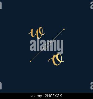 WO initiales lettre alphabet aquarelle logo ensemble de marquage, modèle de logotype féminin dans un style artistique élégant.Logo de luxe féminin Illustration de Vecteur